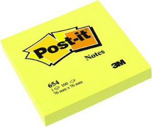 Öntapadó jegyzettömb 76x76 mm 100 lap Post-it sárga