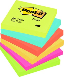 Öntapadó jegyzettömb 76x76 mm 100 lap Post-it energikus színek
