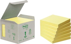 Öntapadó jegyzettömb, újrahasznosított 76x76 mm 6x100 lap Post-it sárga