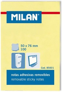 Öntapadó jegyzettömb 50x76 mm 100 lap Milan sárga