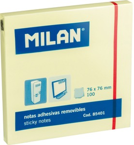 Öntapadó jegyzettömb 76x76 mm 100 lap Milan sárga
