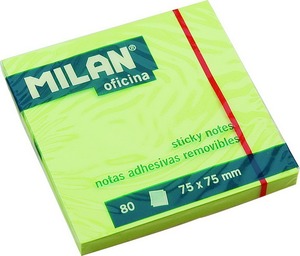 Öntapadó jegyzettömb 76x76 mm 100 lap Milan neon zöld