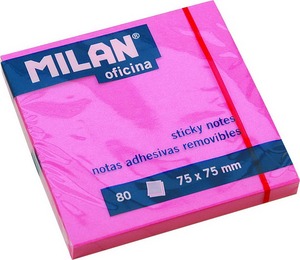 Öntapadó jegyzettömb 76x76 mm 100 lap Milan neon rózsaszín