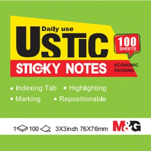 Öntapadó jegyzettömb 76x76 mm 100 lapos M&G "Ustic" zöld