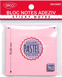 Öntapadó jegyzettömb 76x76 mm 100 lap Daco pasztell rózsaszín