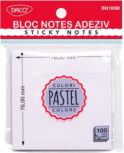 Öntapadó jegyzettömb 76x76 mm 100 lap Daco pasztell lila