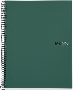 Spirálfüzet A/5 6x25 lapos, négyzetrácsos MQ "Notebook" 6 sötétzöld