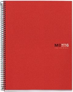 Spirálfüzet A/6 6x25 lapos, négyzetrácsos MQ "Notebook" 6 piros