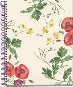 Spir&aacute;lf&uuml;zet A/5 4x25 lapos, vonalas MQ "Botanical Flora" Poppy