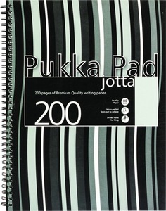 Spirálfüzet A/4 100 lapos, vonalas Pukka Pad "Jotta Pad" fekete-fehér