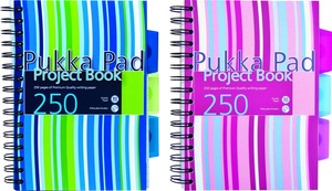 Spirálfüzet A/5 125 lapos, vonalas Pukka Pad "Project Book" vegyes színek