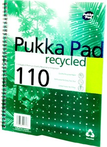 Spirálfüzet A/4 55 lapos, vonalas, újrahasznosított Pukka Pad "Recycled Jotta" zöld
