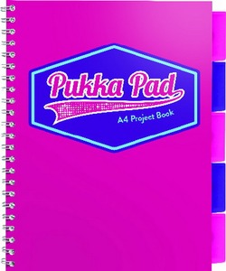 Spirálfüzet A/4 100 lapos, vonalas Pukka Pad "Project Book" Vision rózsaszín