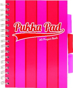 Spirálfüzet A/5 100 lapos, vonalas Pukka Pad "Project Book" Vouge rózsaszín