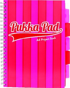 Spirálfüzet A/4 100 lapos, vonalas Pukka Pad "Project Book" Vouge rózsaszín