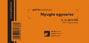 Nyugta egysoros B.15-40/V/PM 148x70 mm 50x2 lapos Pátria