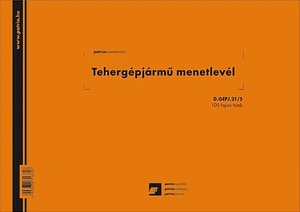 Tehergépjármű menetlevél D.Gépj.21/5 A/5 100 lapos Pátria