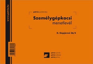 Személygépkocsi menetlevél D.Gépj.36/5 A/5 100 lapos Pátria