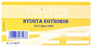 Nyugta egysoros B.15-40 150x70 mm 50x2 lapos Navigátor