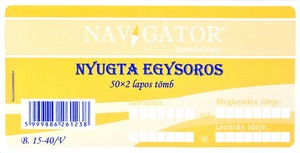 Nyugta egysoros B.15-40 150x70 mm 50x2 lapos Navigátor