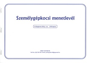 Személygépkocsi menetlevél D.Gépj.36 A/5 100 lapos Navigátor