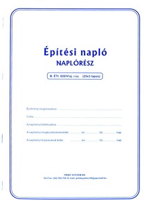 Építési napló B.ÉTI 820/V/ÚJ A/4 25x3 lapos Print System