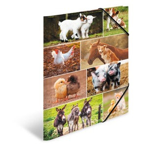 Rajzlaptartó A/3 karton, gumis Herma "Animal Worlds" Farm állatok