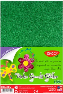 Dekorgumi A/4 öntapadós, csillámos Daco zöld
