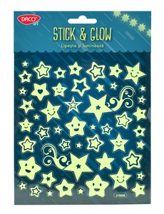 Matrica, sötétben világító Daco "Stick & Glow" csillagok