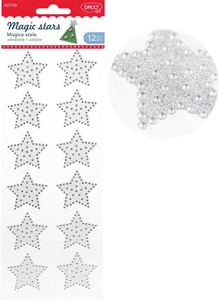 Műanyag csillag, öntapadós 4,2 cm Daco "Magic stars" ezüst