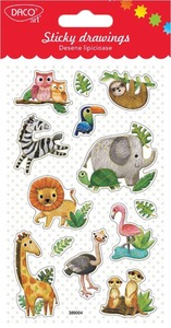 Matrica, fólia Daco "Stiky drawings" állatok