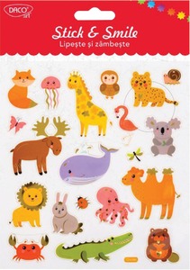 Matrica, fólia Daco "Stick & Smile" állatok