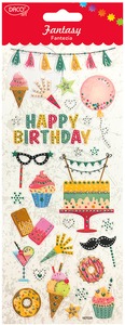 Matrica, glitteres Daco "Fantasy" Happy Birthday
