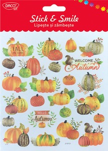 Matrica, glitteres Daco "Stick & Smile" ősz