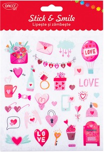 Matrica, glitteres Daco "Stick & Smile" Love