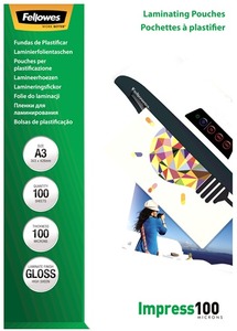 Lamináló fólia A/3 100 mikron, fényes, 100 ív/doboz Fellowes