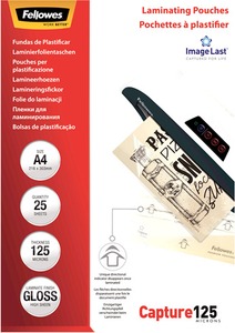 Lamináló fólia A/4 125 mikron, fényes, 25 ív/doboz Fellowes