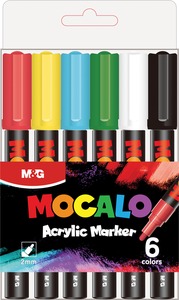 Akril marker k&eacute;szlet M&G "Mocalo" 6 alap sz&iacute;n