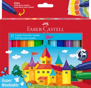 Filctoll készlet, kimosható 2,8 mm vastag Faber-Castell "Jumbo" 12 szín