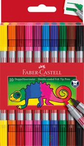 Filctoll készlet, kimosható 0,5-3 mm kétvégű Faber-Castell 10 szín