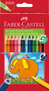 Színesceruza készlet háromszög test, vastag Faber-Castell "Jumbo" 12 szín