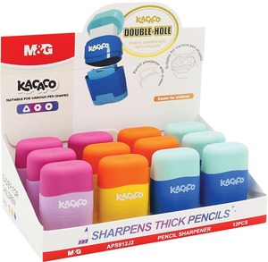 Hegyező 2 lyuk&uacute;, tart&aacute;lyos, rad&iacute;rral M&G "Kacaco"