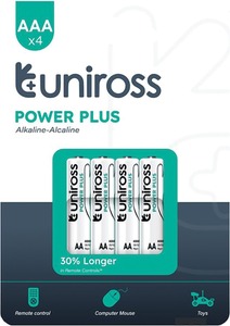 Elem AAA mikro 1,5V, 4 db/bliszter Uniross "Power Plus"