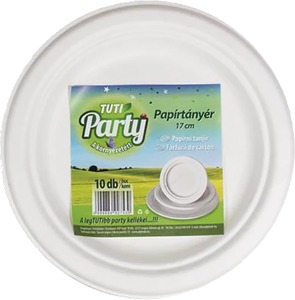 Papírtányér 17 cm 10 db/csomag TUTI "Party" fehér