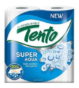 Háztartási papírtörlő 2 rétegű, 2 tekercses Tento "Super Aqua"