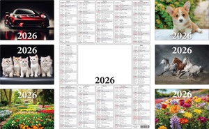 Plakátnaptár A/3 T-Calendar vegyes minta