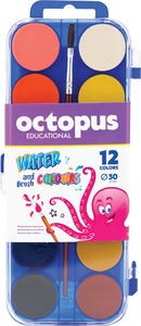 Vízfesték 30 mm ajándék ecset Octopus 12 szín