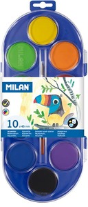 Vízfesték 45 mm, ajándék ecset  Milan 10 szín