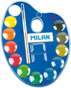 Vízfesték 25 mm keverőpalettával, ajándék ecset Milan 12 szín