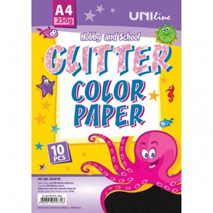 Kreatív karton A/4 glitteres 250 g 10 db/csomag Octopus fekete